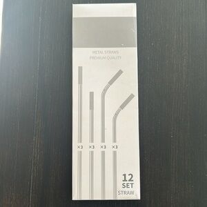 12 pack Black Metal Straws with Silicone Tips, Cleaning Brush and storage bag.…